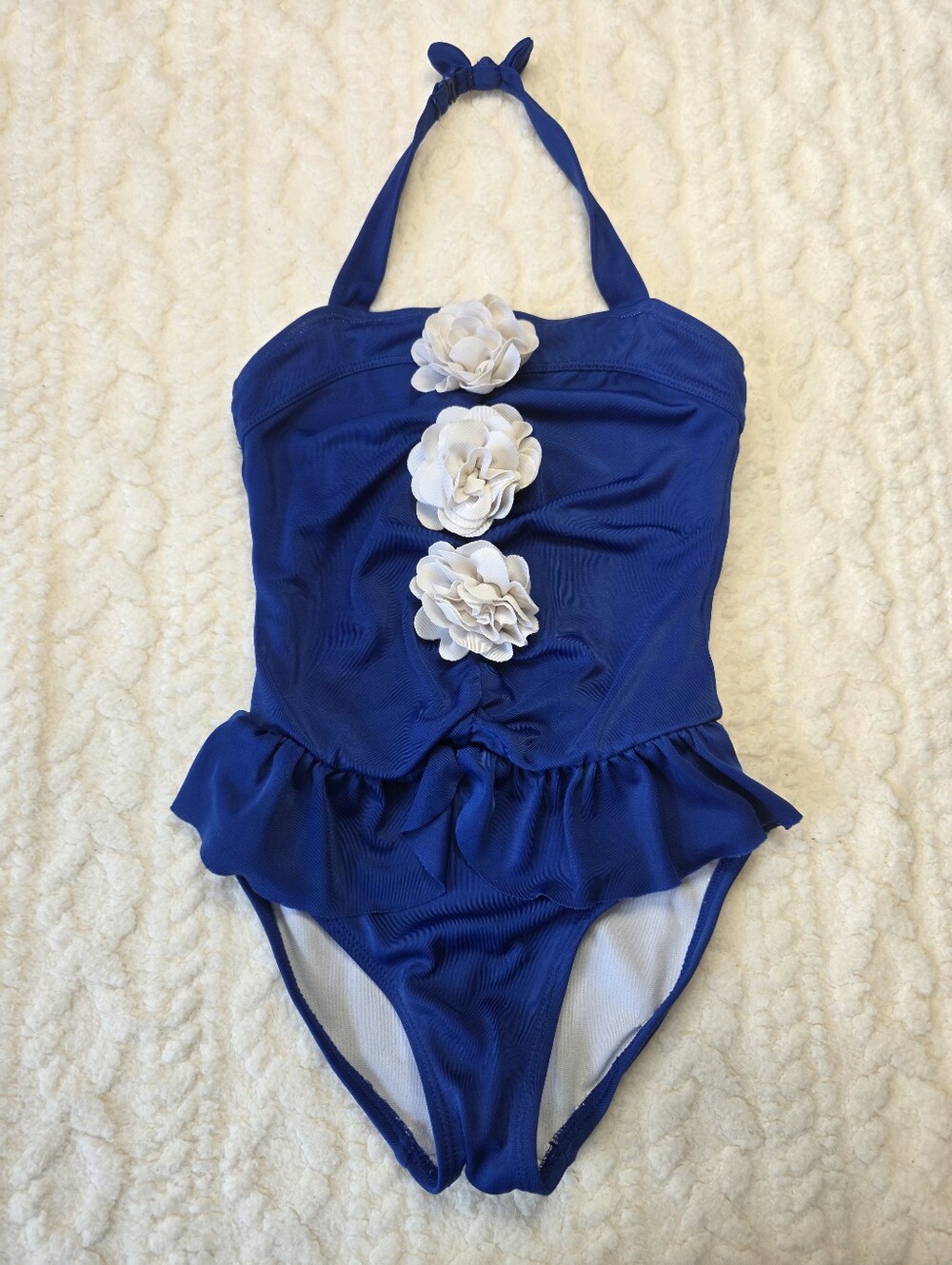 Janie and Jack Blue Floral Halter One Piece Swimsuit Girls Size 5